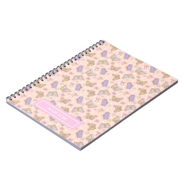 Cuaderno Chica de mariposa caprichosa personalizada (Lado Izquierdo)