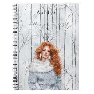 Cuaderno Chica de Navidad Pelo Rojo Gris Plateado
