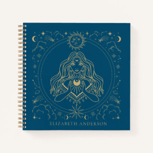Cuaderno Chica de oro celeste y místico