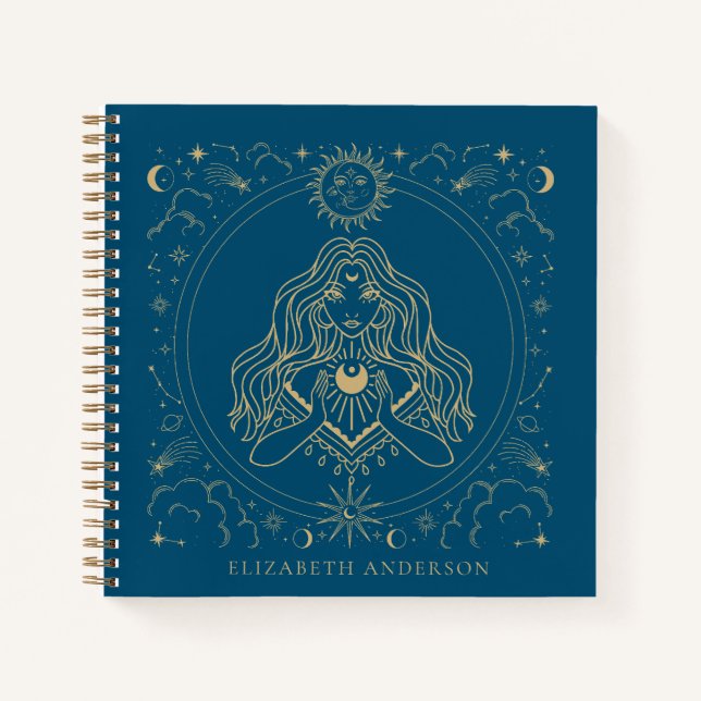 Cuaderno Chica de oro celeste y místico (Anverso)