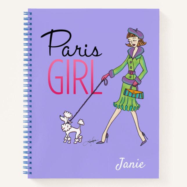 Cuaderno Chica de París Ilustracion de moda Viajes personal (Anverso)