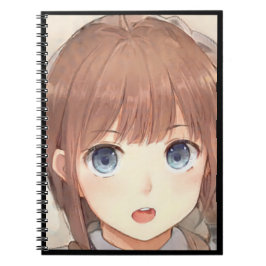 Cuaderno Chica de pelo marrón anime con ojos azules sorpren
