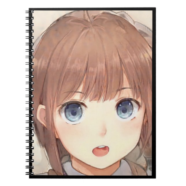 Cuaderno Chica de pelo marrón anime con ojos azules sorpren (Frente)