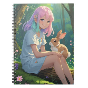 Cuaderno Chica de pelo ocmbre con su conejo