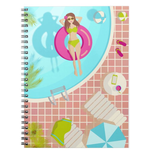 Cuaderno Chica de piscina en bikini playa de verano (Frente)