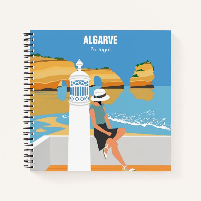 Cuaderno Chica de playa de Algarve estilo vintage (Anverso)