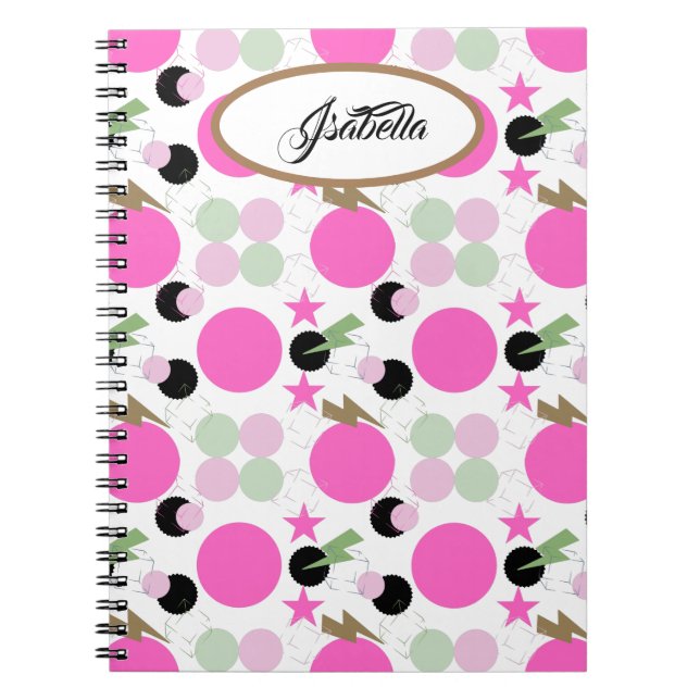 Cuaderno Chica de potencia gráfica geométrica (Frente)