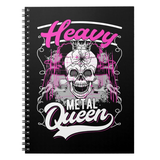 Cuaderno Chica de rock y rock de reina Metalizado fuerte (Frente)