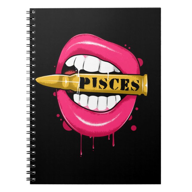 Cuaderno Chica del Rótulo Pisces Zodiac Cumpleaños Febrero  (Frente)