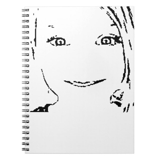 Cuaderno Chica dulce, retrato blanco negro, ojos brillantes (Frente)
