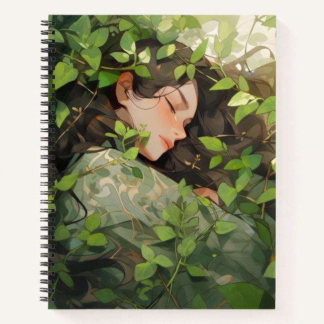 Cuaderno Chica durmiendo en el bosque Anime (Anverso)