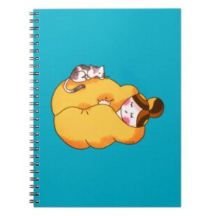 Cuaderno Chica durmiente con gato acogedor