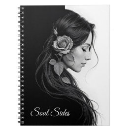 Cuaderno Chica elegante con flor en el cabello arte moderno