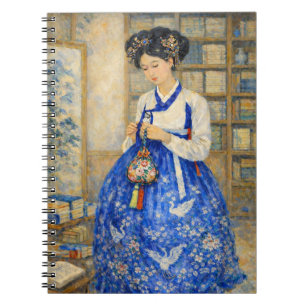 Cuaderno Chica elegante coreana con Hanbok y bolsa de la su