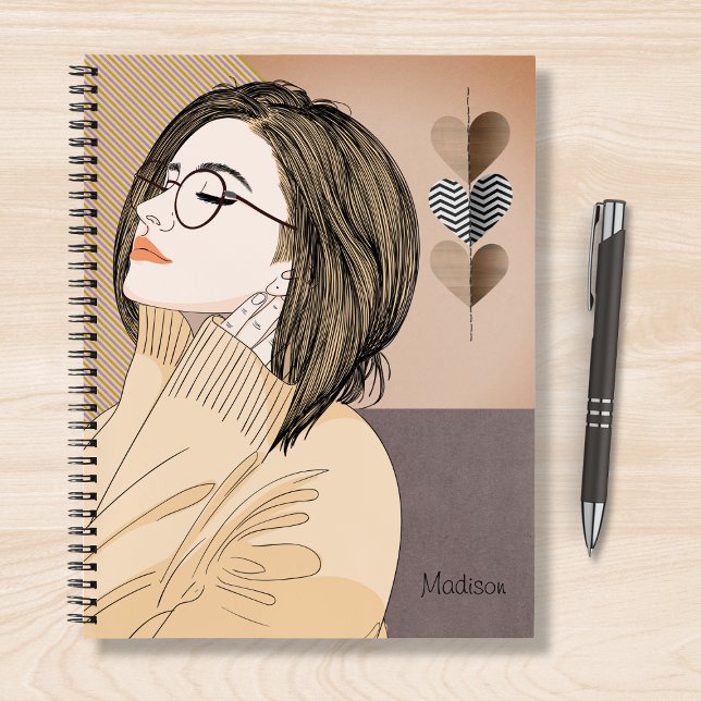 Cuaderno Chica elegante de moda Moda amor Corazón personali (Subido por el creador)