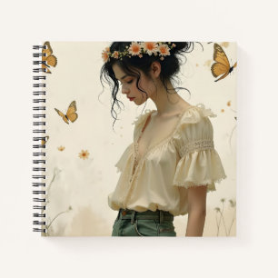 Cuaderno Chica Etérea con Mariposas en la Naturaleza