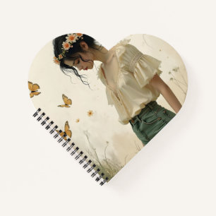 Cuaderno Chica Etérea con Mariposas en la Naturaleza