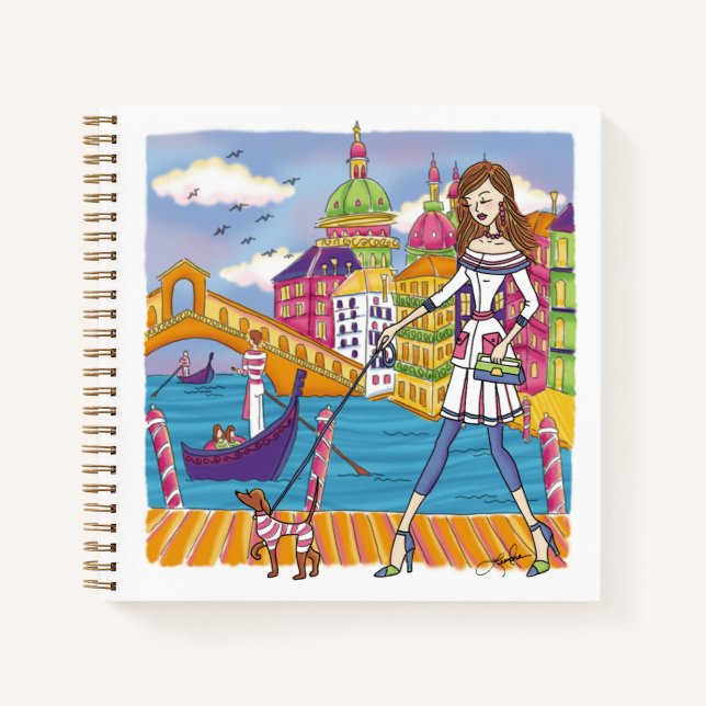 Cuaderno Chica Europeo de Viajes de Venecia Personal (Anverso)