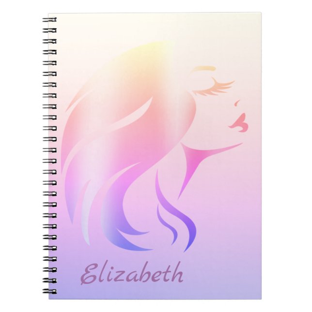Cuaderno Chica Face Silhouette, Ombre - Personalizado (Frente)