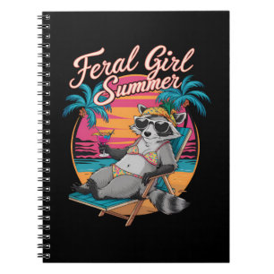 Cuaderno Chica Feral Verano Playa Mapache Divertido