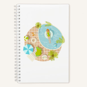 Cuaderno Chica fiesta de la piscina en la playa de verano d