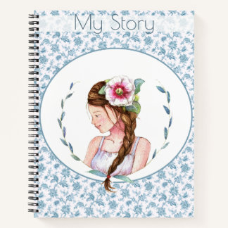 Cuaderno Chica Floral Azul Vintage