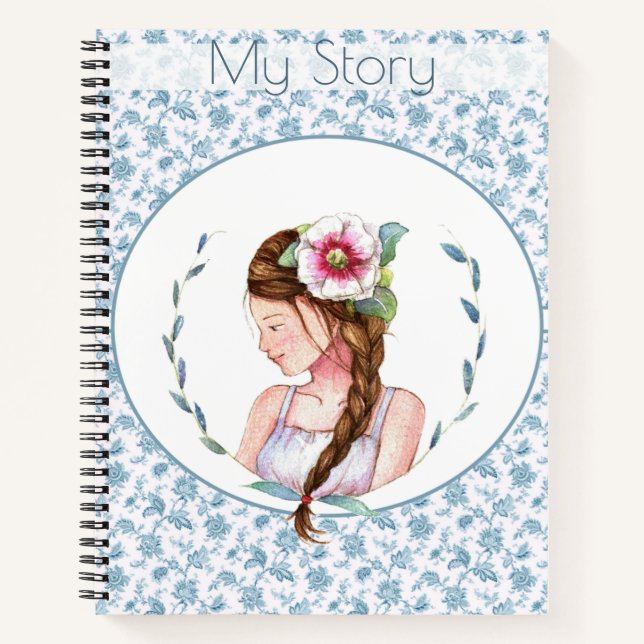 Cuaderno Chica Floral Azul Vintage (Anverso)