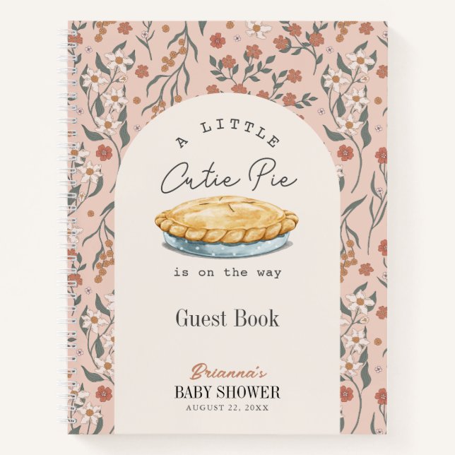 Cuaderno Chica floral rosa Cutie Pie Baby Shower Guest Book (Anverso)
