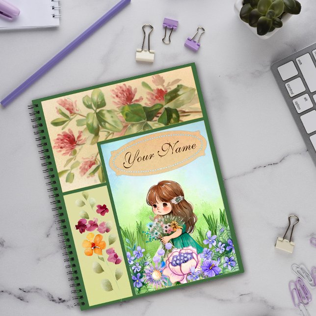 Cuaderno Chica florido y agradable de un paisaje de primave (Subido por el creador)