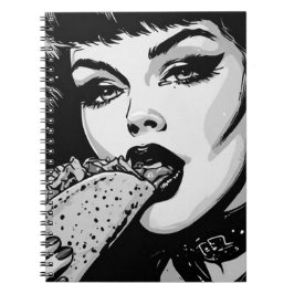 Cuaderno Chica gótica de estilo gráfico BW de los 50 comien