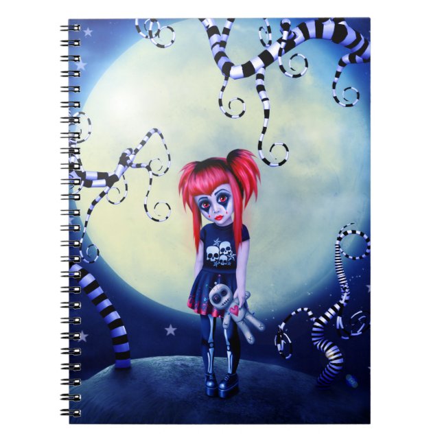 Cuaderno Chica gótica voodoo muñeca y espeluznantes viñas (Frente)