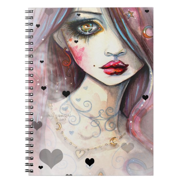 Cuaderno Chica gótico con arte cardiaco (Frente)
