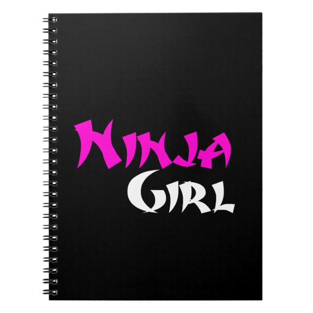 Cuaderno Chica guerrero pequeño Ninja - rosa, negro y blanc (Frente)