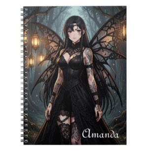 Cuaderno Chica Hada Anime Gótica en Bosque Encantado