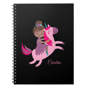 Cuaderno Chica haitiana de brunette en una unicornio