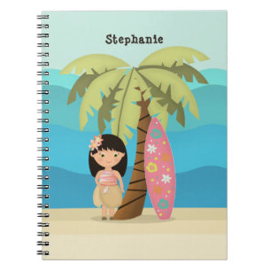 Cuaderno Chica Hawaiana Surfista