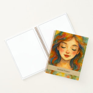 Cuaderno Chica hermosa acuarela personalizada Dibujo Boceto