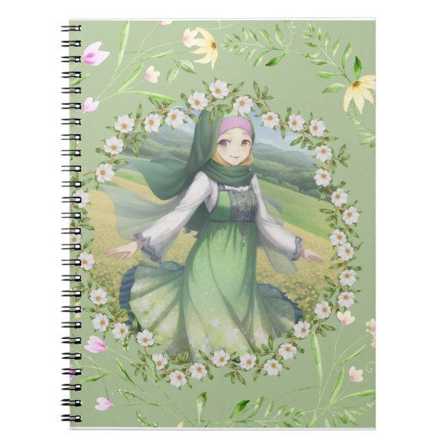 Cuaderno chica hiyabí en primavera (Frente)