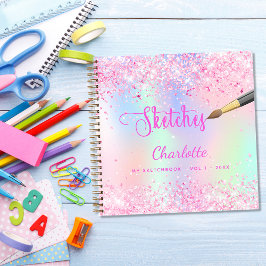 Cuaderno Chica holográfico purpurina púrpura rosa Sketchboo