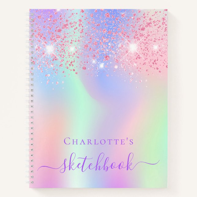 Cuaderno Chica holográfico rosa púrpura en Sketchbook (Anverso)