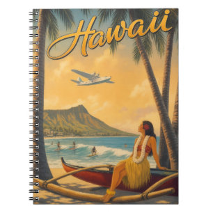 Cuaderno Chica Hula Hawaiana Vintage Escape Paradisíaco Alo
