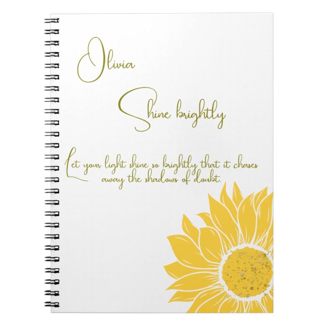 Cuaderno Chica inspirador personalizado Shine Brightly (Frente)