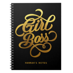 Cuaderno Chica Jefa Tipografía Negro Hoja de Oro