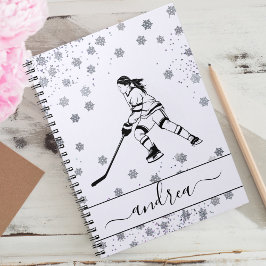 Cuaderno Chica Jugador de equipo de hockey sobre hielo Nomb
