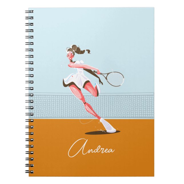 Cuaderno Chica Jugador de Tenis Personalizado Ilustracion y (Frente)