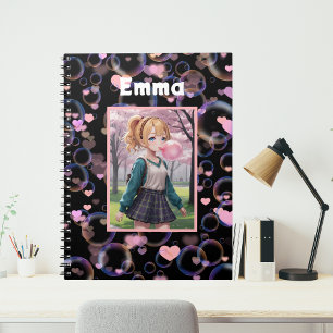 Cuaderno Chica Linda, Burbuja de Chicle Rosa, Personalizado