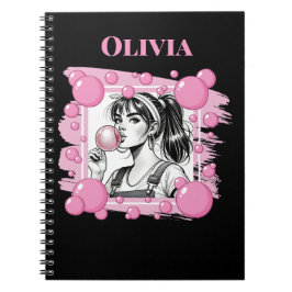 Cuaderno Chica linda y burbuja, diversión de cómic, persona