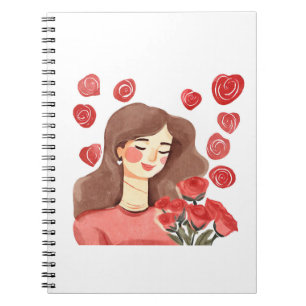 Cuaderno Chica lindo con portátil de fotos en espiral roja