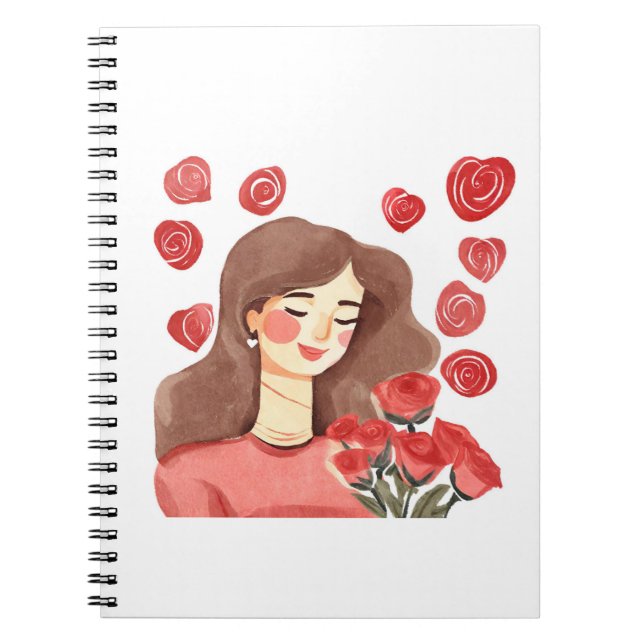 Cuaderno Chica lindo con portátil de fotos en espiral roja (Frente)