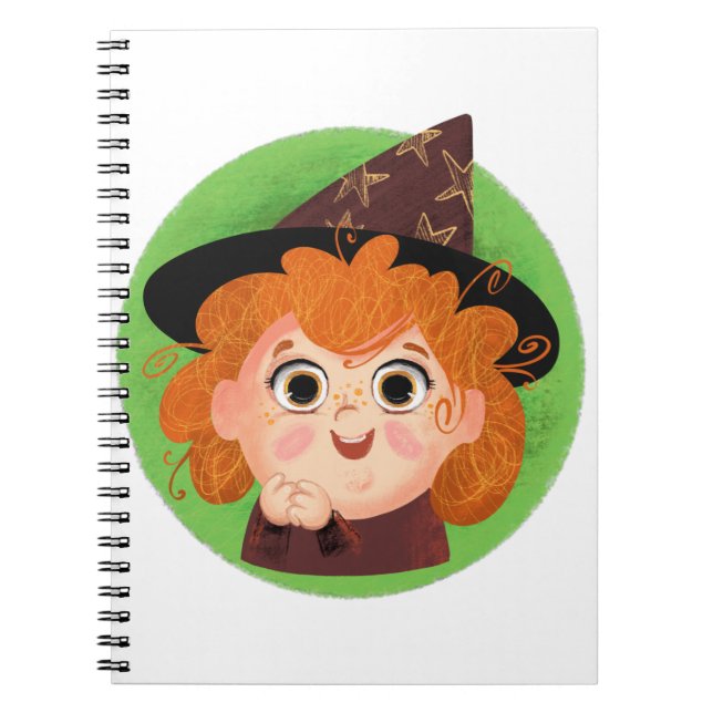 Cuaderno Chica lindo con traje de bruja (Frente)